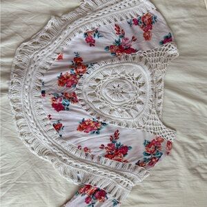 Floral Crochet Trim Top